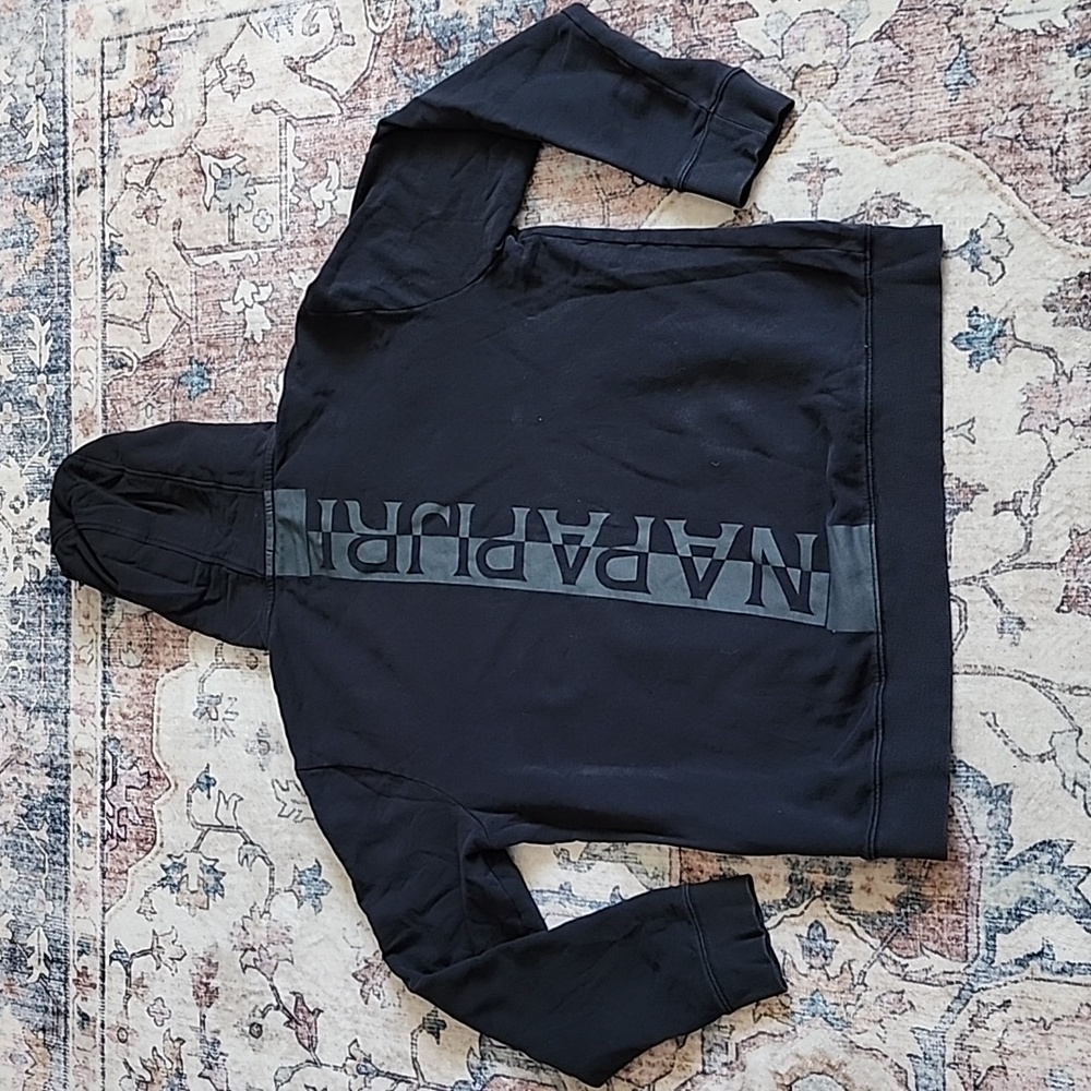 Napapijri Mens Overhead Logo Graphic Streetwear Skater Cotton Hoodie Blk Sz XXL